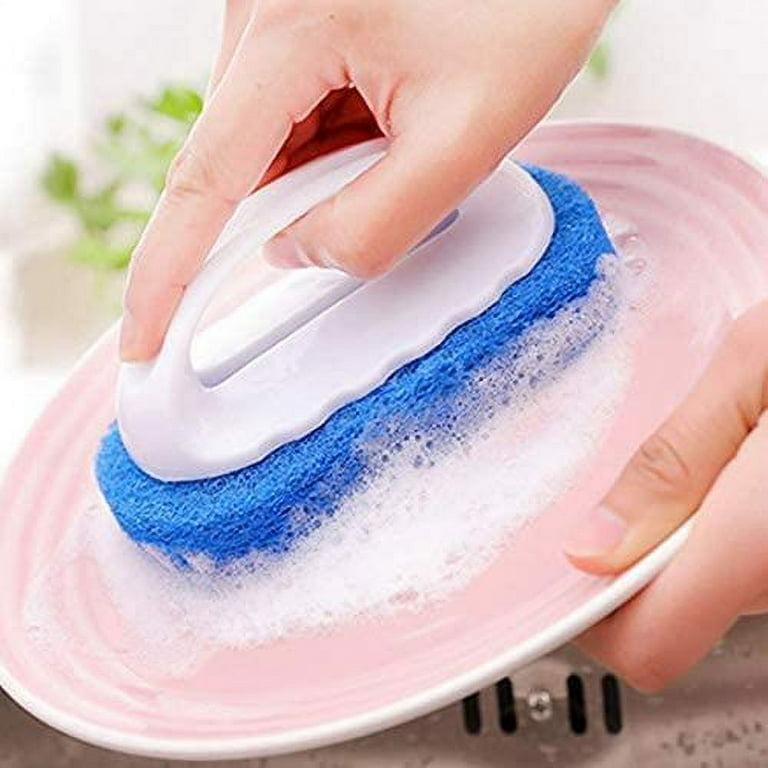 Cleaning Brush ,Bathroom Cleaning Sponge, Cleaning Sponge for Kitchen Bathtub  Bath Toilet Wall Floor Tile Scrub Brush with Handle 