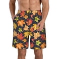 thumbnail image 1 of Sikiie Colorful Maple Leaves Print Men's Beach Shorts, High Elastic Quick-drying Shorts - with Drawstring and Slip Pockets, Suitable for Beach, Sports, Vacation-X-Large, 1 of 6