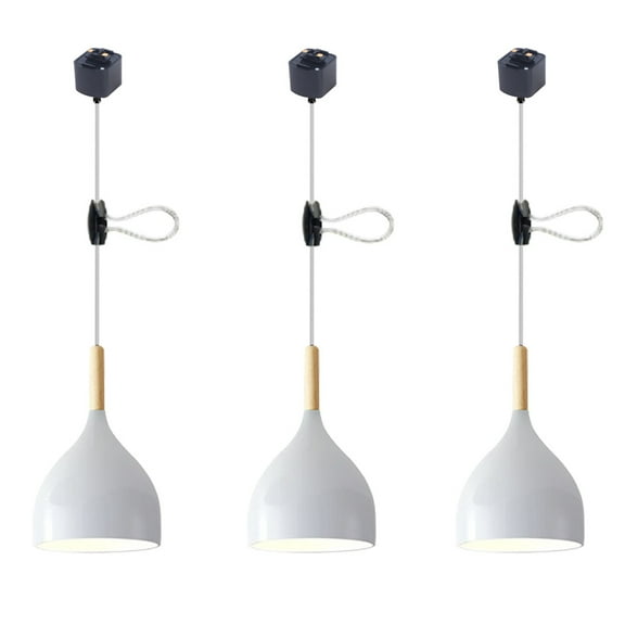 JLOWCO 3 Pack Adjustable Height H Type Track Lighting Pendants Ceiling Lights for Dining Room Kitchen Lighting White Pendant Lights Kitchen Island (LED Bulb Include)