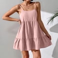 thumbnail image 4 of Women Sleeveless Backless Slip Mini Dress Sexy Lady High Elastic Waist Solid Ruffle Straight Fitting Slimming Evening Party Dresses Pink M, 4 of 5