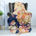 thumbnail image 4 of Japanese Soft Flannel Fleece Throw Blanket, Traditional Kimono Motifs Composition Floral Patterns Vintage Artwork, Cozy Plush for Indoor and Outdoor Use, 60" x 80", Multicolor, by Ambesonne, 4 of 5