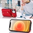 thumbnail image 3 of ShellTech Phone Case for iPhone 12/12 pro case with Strap Wallet for Women with Card Holder,Red, 3 of 10