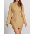 thumbnail image 5 of Biezeib Women's Autumn Short Party Dresses Long Sleeve Crewneck Solid Color Sequins Evening Dress, 5 of 6