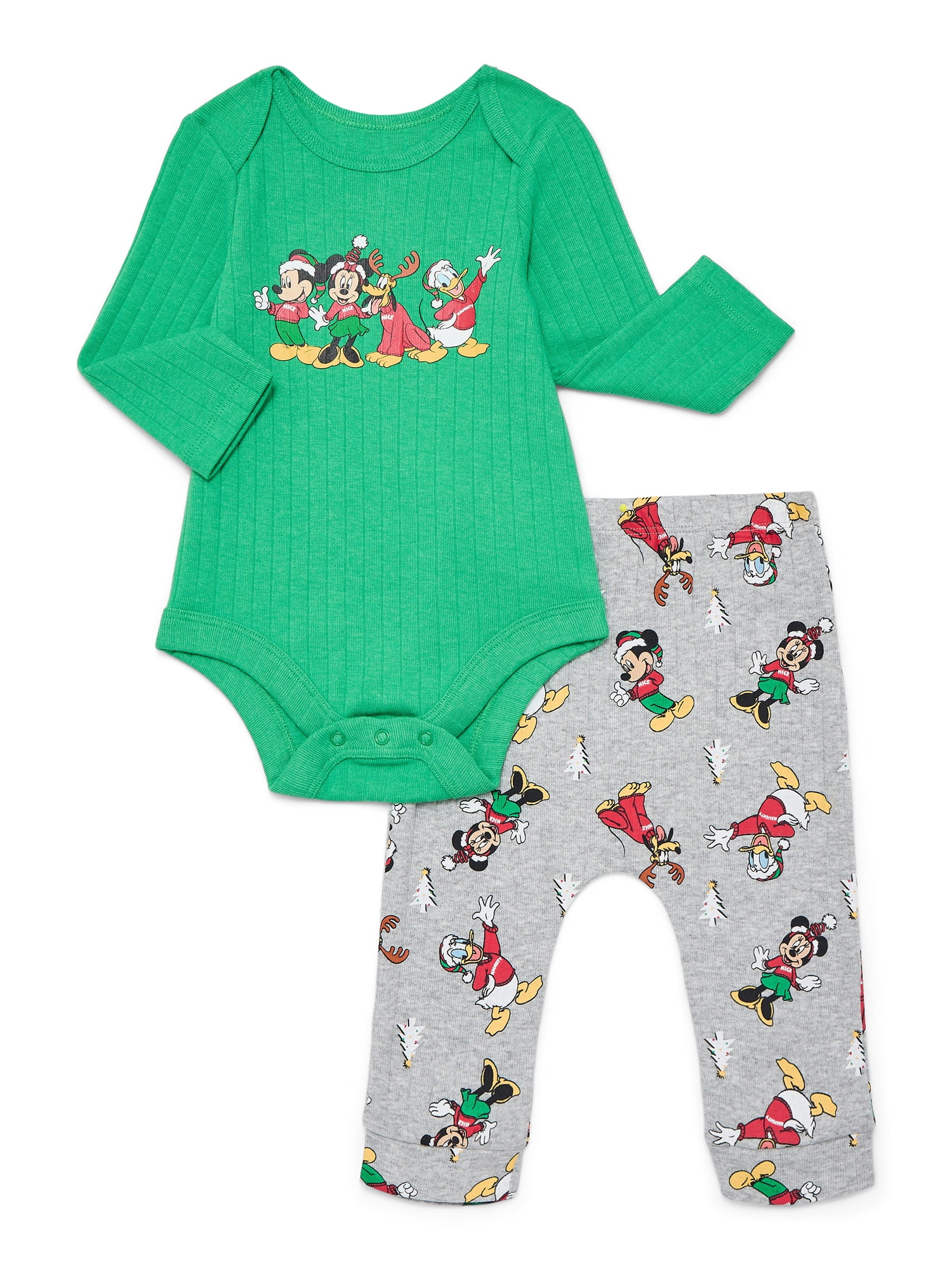 Mickey Mouse Baby Boys Christmas Graphic Bodysuit and Jogger Pants Set, 2-Piece, Sizes 0M-12M