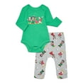 thumbnail image 2 of Mickey Mouse Baby Boys Christmas Graphic Bodysuit and Jogger Pants Set, 2-Piece, Sizes 0M-12M, 2 of 6