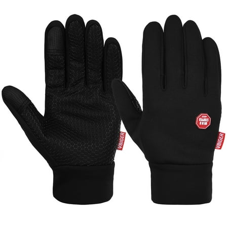 Vbiger Waterproof Winter Warm Gloves Windproof Cold Weather Gloves Touch Screen Gloves with Anti-slip Design, Black,