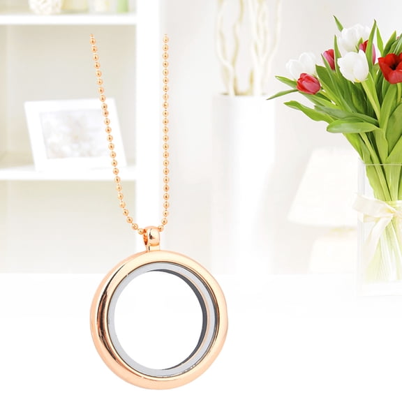 HONMEET Round Photo Frame Locket Pendant Necklace for Women, 1 Piece Stylish Memory Keepsake Jewelry