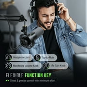 FIFINE K688 USB XLR Studio Microphone for PC Computer Recording, Podcast Dynamic Microphone with Headphone Jack, Mute Button, Gain Control, XLR Cable