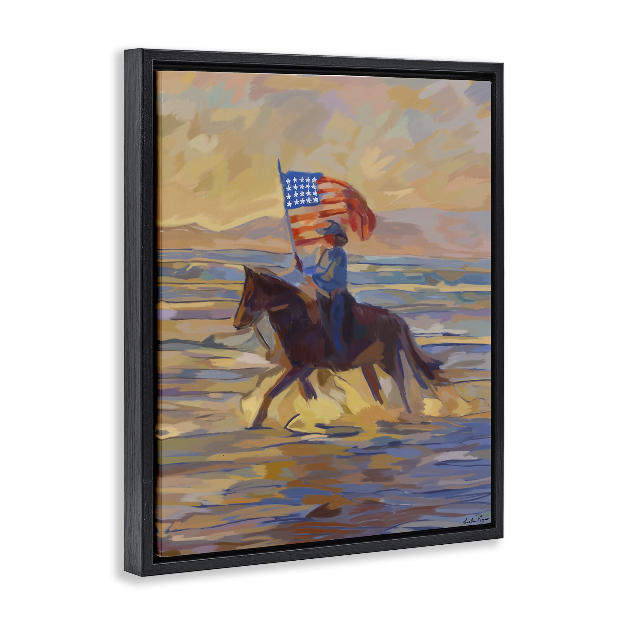 Stupell Industries American Cowgirl Abstraction Black Framed Floater Canvas Wall Art, design by Amelia Noyes