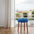 thumbnail image 3 of Round Ottoman, Multifunctional Vanity Stool Velvet Round Ottoman Modern Dressing Stool with Wood Legs for Living Room, Bathroom, Makeup Blue, 3 of 11