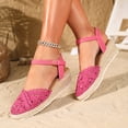 thumbnail image 4 of Domuza Closed Toe Wedges Heels for Women Dressy Platform Wedge Sandals Ankle Strap Heeled Espadrilles Sandals Ladies Comfortable Cork Summer Dress Shoes Hot Pink 9（EU-42）, 4 of 4