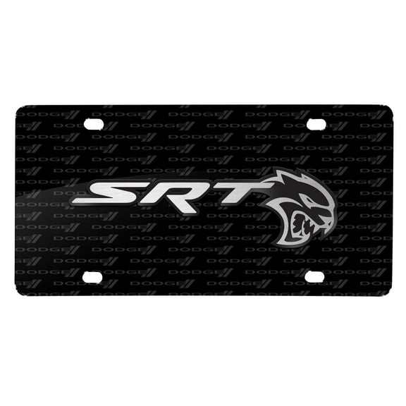 Dodge SRT Hellcat 3D Logo on Logo Pattern Black Aluminum License Plate