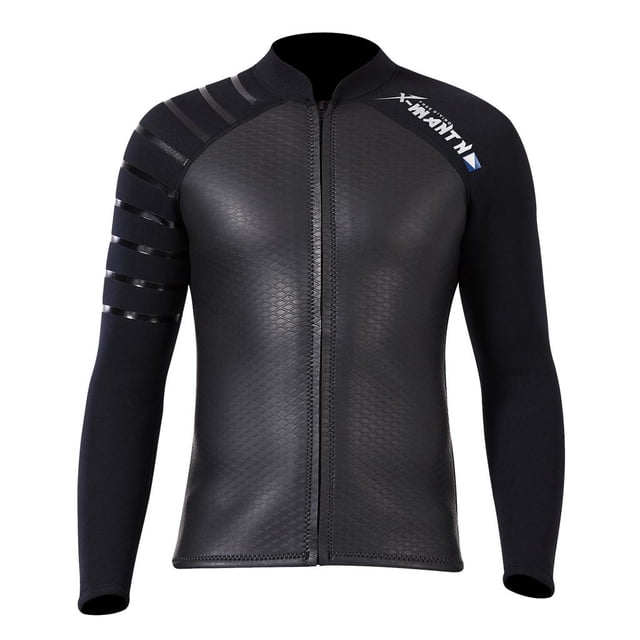 Almencla 3mm Men Neoprene Sleeve Wetsuit Front Zip Diving Suit Top Coat Jacket M M