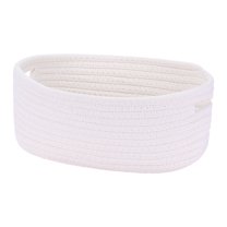 Unique Bargains Woven Storage Basket Shelf Storage Bin for Home Clothes with Handles White