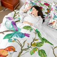 thumbnail image 4 of Manfei Teens Animal Birds 7 Pieces Bedding Comforter Set,Chic Flowers Full Bedding Set Lightweight,Botanical Plants Fitted Sheet Flat Sheet,Ultra Soft Home Decor,Reversible, 4 of 8