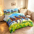 Barrel Racing Bed Set Erosebridal Horse Racing 7-Piece King Bedding, Oil Painting Racetrack ...
