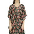 thumbnail image 4 of Bimba Women's Green Floral Printed Beach Long Coverup Maxi Dress Caftan-14, 4 of 4