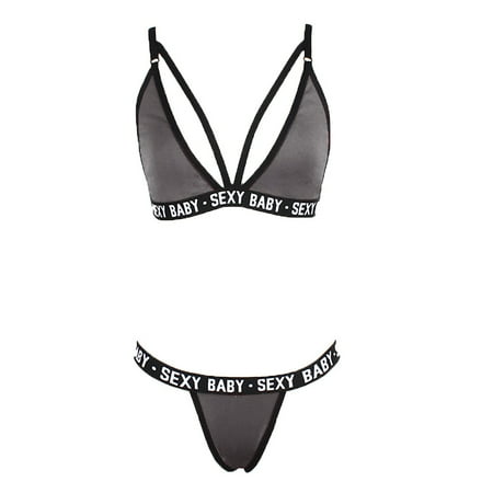 

MIARHB the Shirt Women Letter Solid Patchwork Lingerie Underwear G-String Set