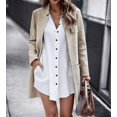 thumbnail image 3 of NAYTOAO Women Stand Collar Mid Length Open Coat with Zipper Pockets, 3 of 6