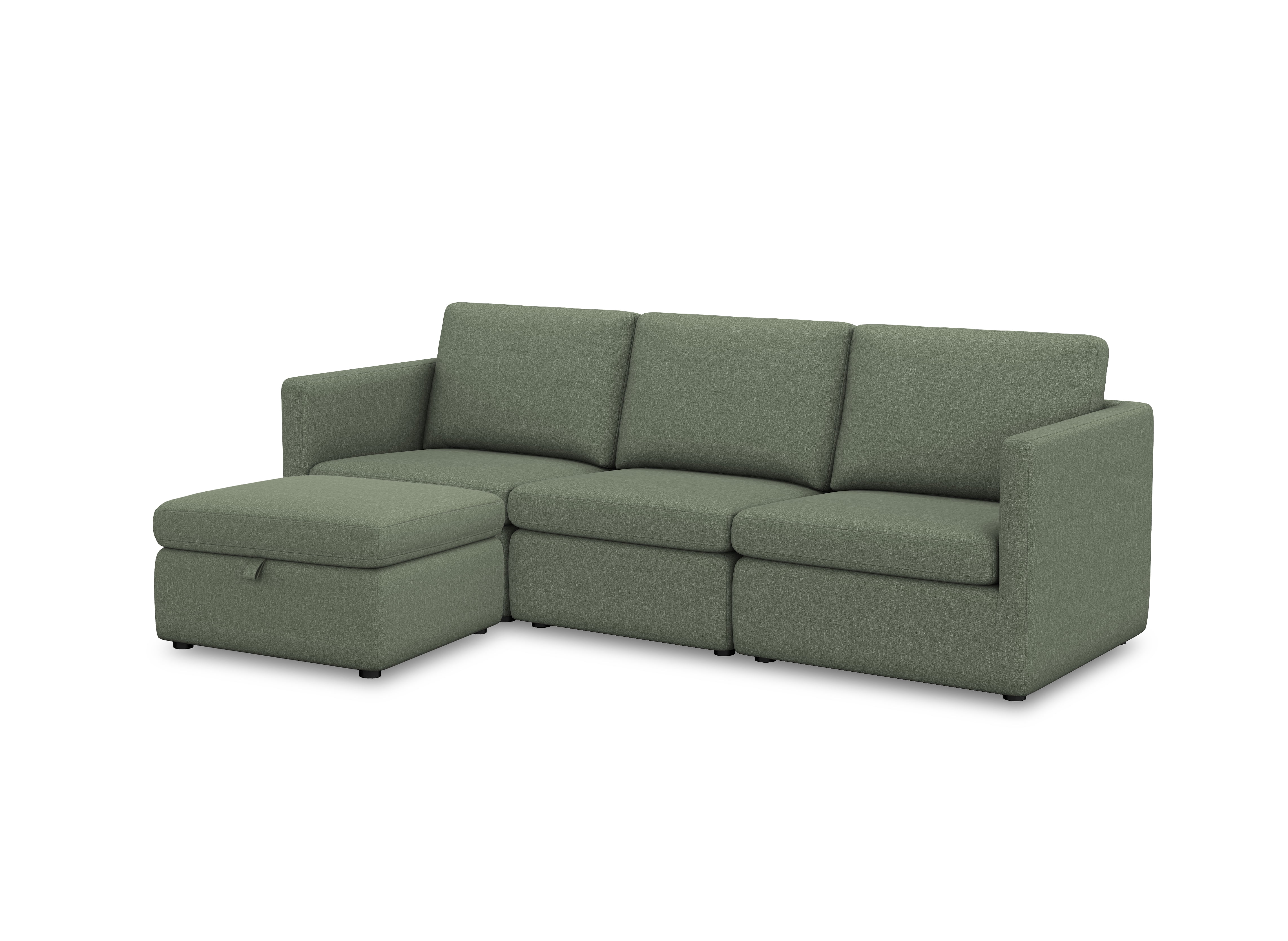 Better Homes & Gardens Modular Sectional Sofa with Storage Ottoman, Olive