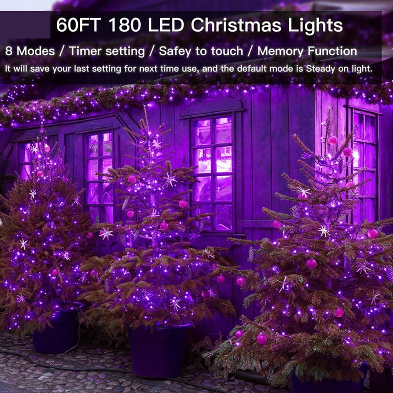 Ledander 60ft Outdoor Waterproof Christmas String Lights 180 LEDs 8 Modes  and Timer for Home Decor Christmas Tree Wedding Party Room Terrace  Halloween