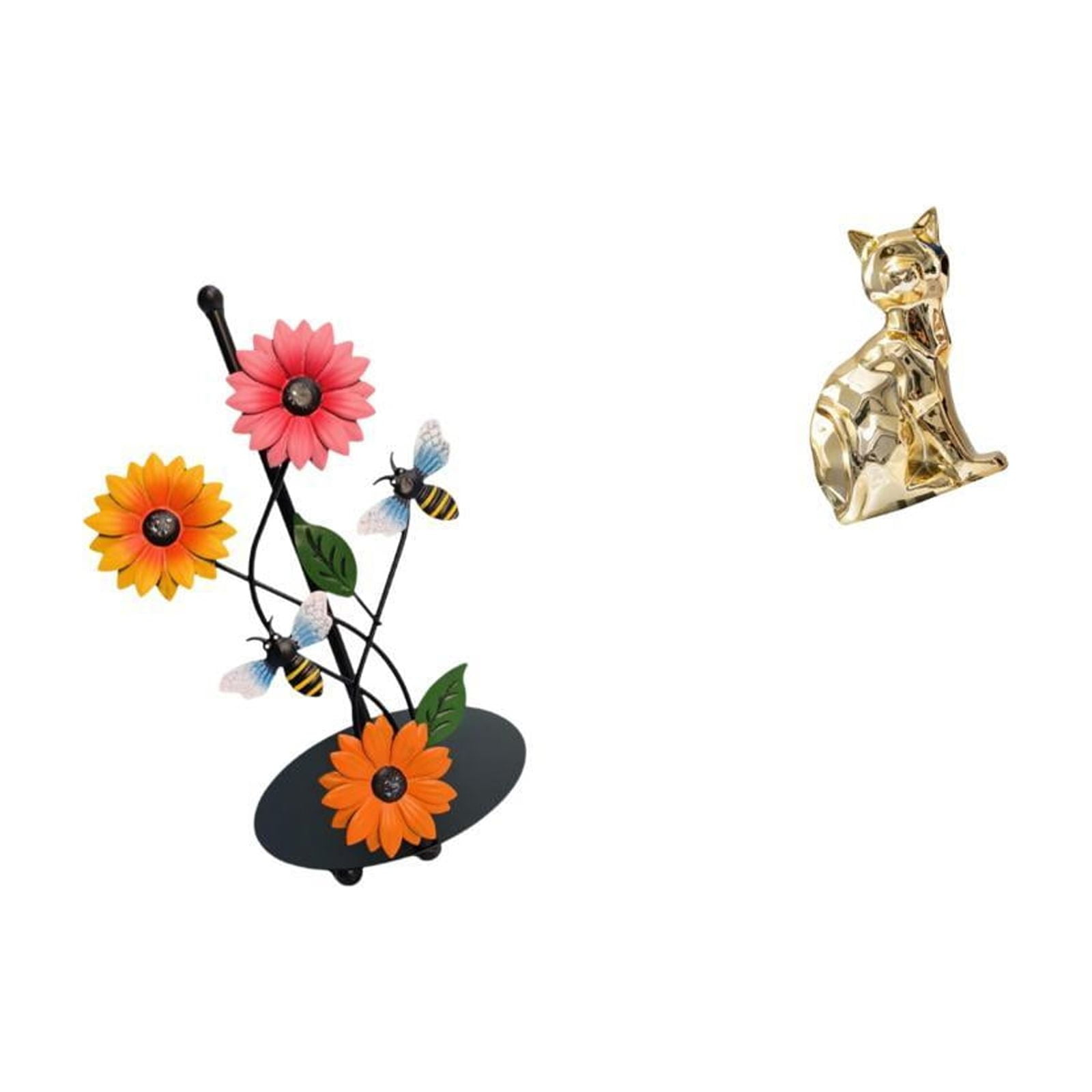 Fiocias Cat Paper Towel Holder Dispenser Non Slip Vertical Tissue Holder Rack Decorative Figurine Animal Sculpture Art Craft Ornament for Home Fireplace