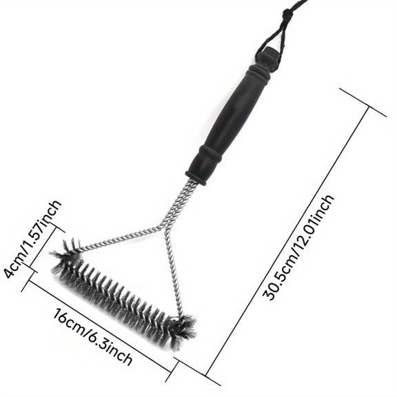1pc Heavy Duty BBQ Grill Brush with Stainless Steel Bristles - Non-Stick Rust-Proof Grill Cleaner, Long Ergonomic Handle for Charcoal & Gas Grills