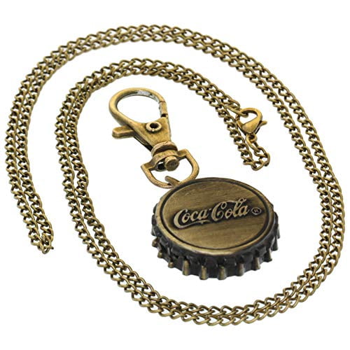 FobTime The Beverage Cap Shape Mini Pocket Watch Bronze Cola Bottle Cap Design Unisex Quartz Watch