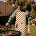 thumbnail image 4 of Orange and White Checkerboard Pattern Apron-Garden Aprons for Women with Pockets-Cotton Linen Waterproof Kitchen Cooking Gardening Aprons Adjustable for Kitchen,Cooking,BBQ and Salon 33x27 Inch, 4 of 7