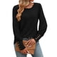 thumbnail image 3 of Camisas de Larga con Cuello Redondo para Mujer, Blusas de Otoño, Sudaderas Elegantes de Moda con Leggings Negro M, 3 of 9