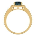 thumbnail image 4 of 1.335 ct Round Cut Natural London Blue Topaz with Simulated Diamond Halo Accents 18K Yellow Gold Womens Engagement Ring, 4 of 5