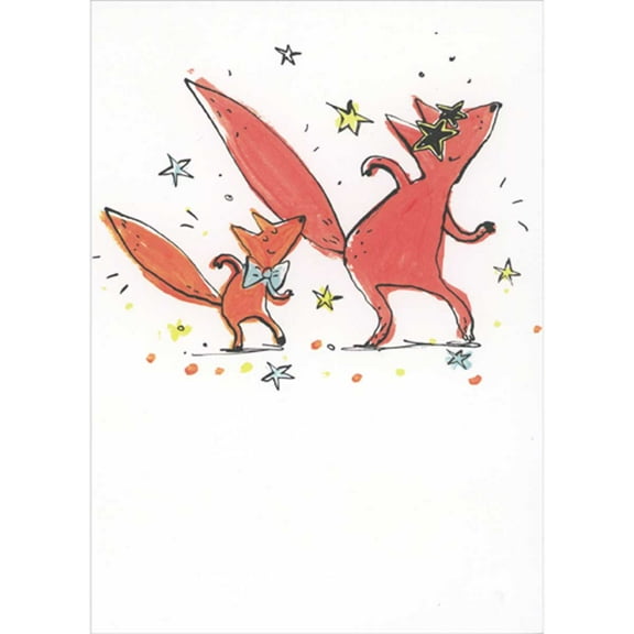 RSVP Cool Fox with Star Sunglasses and Son with Blue Bowtie Father's Day Card for Dad from Son