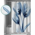 thumbnail image 3 of Extra Long Shower Curtain 72x96 Inch, Blue Flowers Shower Curtain Waterproof Bathroom Decor Gradient Botanical Tulip Floral Plants Fabric Bath Curtain Set Accessories with Hooks, 3 of 6