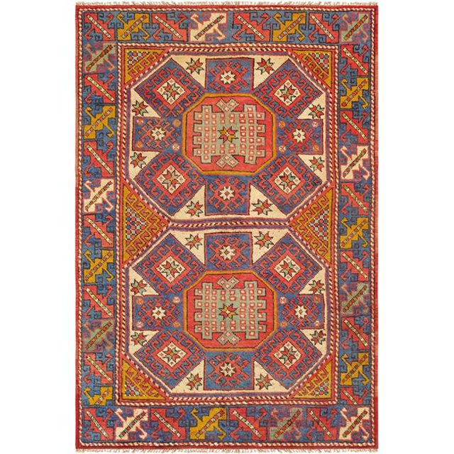 Pasargad Carpets 051871 4 ft. 2 in. x 6 ft. 3 in. Kazak Collection Hand Knotted Lambs Wool Area Rug