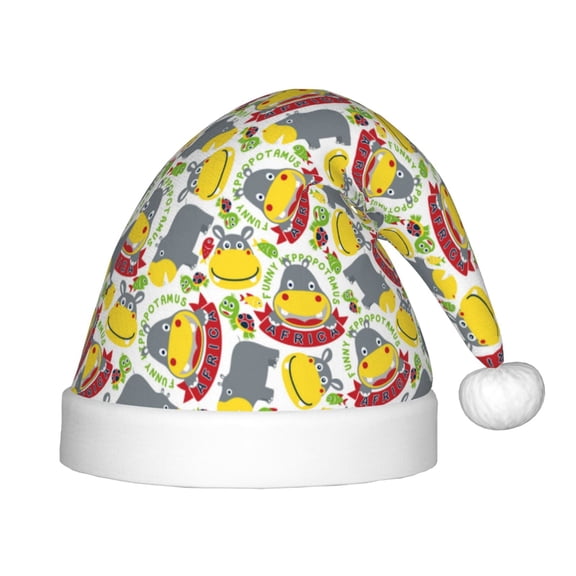 Balery Hippopotamus Pattern Santa Hat Christmas Hat Funny Christmas Hat Christmas Knitted Beanie Hat For Kids