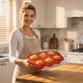 thumbnail image 5 of Silicone Baking Mold 6 Cup Flower Shaped 12X8 Inch Red Silicone Cupcake Pan for Homemade Muffins Dessert Baking Supplies for Home Kitchen Diy Baking, 5 of 6