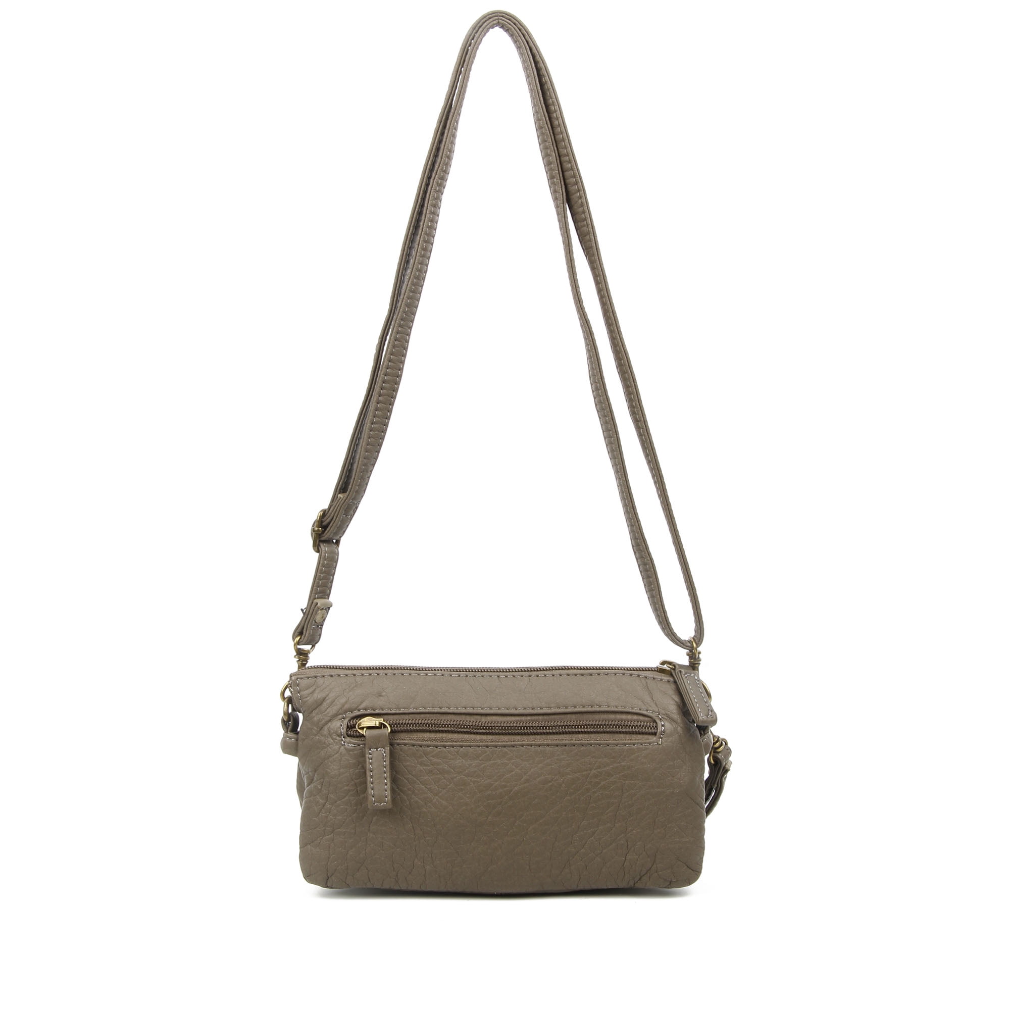 The Anita Women Wristlet Multi Functional Crossbody Soft Vegan Leather Bag by Ampere Creations - Dark Grey