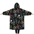 thumbnail image 2 of Oversized Wearable Blanket Hoodie,Pioneer Flower Floral Print Pattern Sherpa Blanket Hoodie with Super Pockets,Super Warm Fuzzy Pullover for Women & Men, 2 of 6