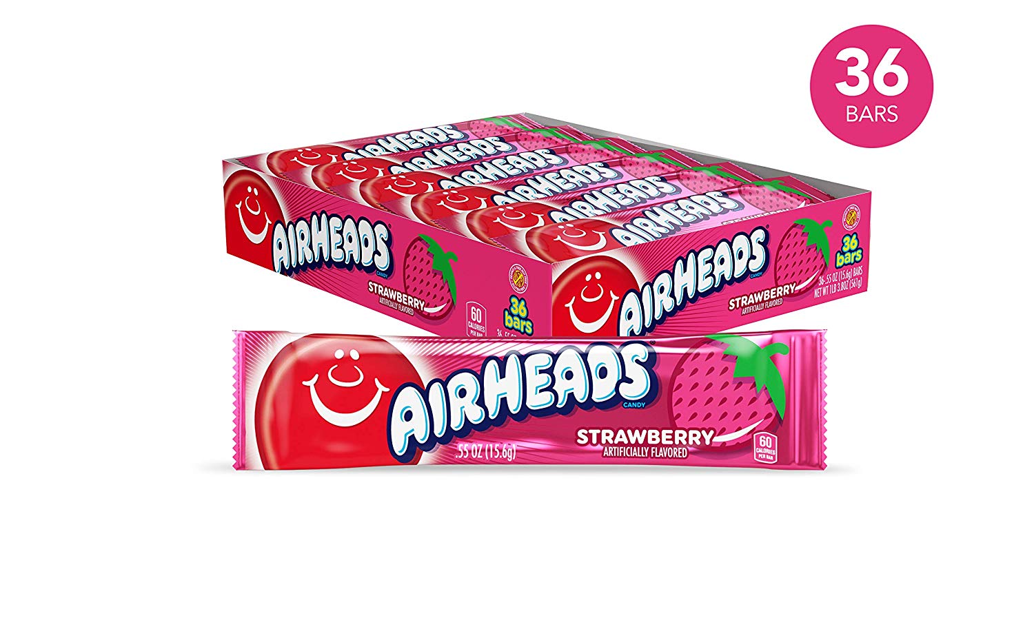 Airheads Candy, Individually Wrapped Full Size Bars for Halloween