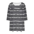 thumbnail image 6 of Scyoekwg Plus Size 3/4 Sleeve Tops for Women Crew Neck Three Quarter Sleeves Tunic Shirt Striped Print Lightweight Ladies Blouses Trendy Casual Comfy Loose Blouses (Gray,L), 6 of 6