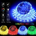 thumbnail image 3 of LED Strip Lights,50ft/15m Smart LED Light Strip,Music Sync Color Changing SMD5050 RGB Strip Light Build-in Mic,Bluetooth APP+Remote Controlled LED Lights Tape Lights for Bedroom Party Home Decoration, 3 of 7