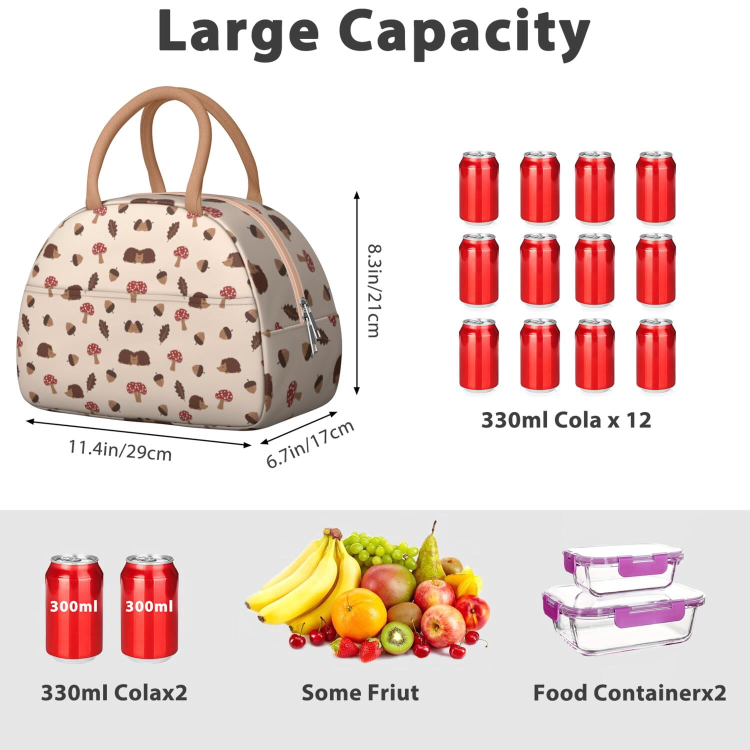 Vintage Mushroom Lunch Box – Reusable Insulated Bag with Botanical Fungi Design, Ideal for Work or Outdoors