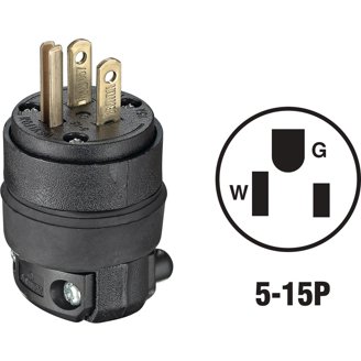 5 Pack Leviton Brown Side Mount Easy-Wire Angle Plugs – 15A 1-15P Non-Polarized, 125V, Residential Grade