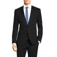 thumbnail image 2 of Nicoletti Mens Suit Slim Fit Two Button 2 Piece Notch Lapel Jacket Ticket Pocket Black Stripe, 2 of 6