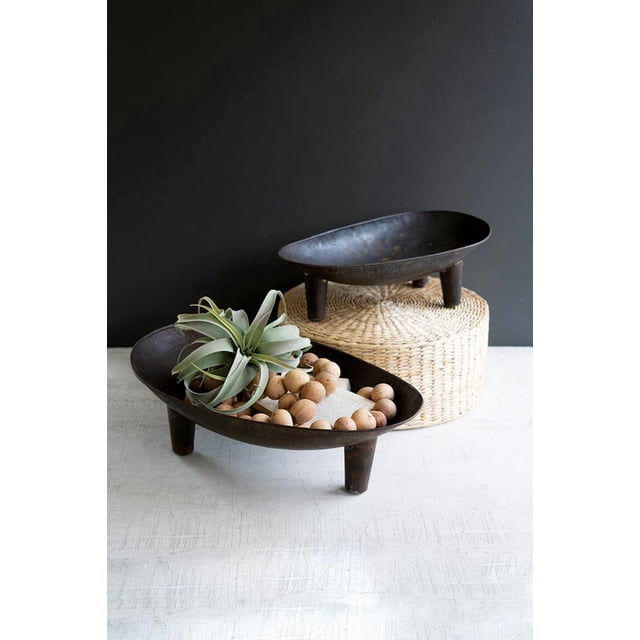 Juego de 2 cuencos ovalados de hierro Dishware KALALOU de 61 x 35 y 49 x 28 cm