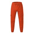 thumbnail image 4 of MIXUE Mens Cargo Pants Solid Color Leggings Trousers Tooling Pocket Casual Sweatpants for Men Streetwear,Orange,M, 4 of 4