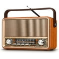 thumbnail image 1 of Radio portátil retro AM/FM/Onda Corta, Bluetooth, batería recargable 1800mAh, reproducción USB/TF/AUX, diseño vintage madera, emergencia hogar exterior, 1 of 6