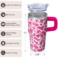 thumbnail image 3 of 20oz Stainless Steel Travel Cup with Handle, Geometric Design Double Wall Insulated Tumbler Leak-Proof Lid with Straw, 3 of 5