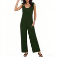 thumbnail image 3 of Sentmoon Spring Jumpsuits for Women Sleeveless Crew Neck Athletic Romper Solid Color Pleated Regular Fit Overalls for Women Summer for Daily and Commute S-2XL, 3 of 7