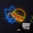 thumbnail image 3 of Handmadetneonsign Cat Burger Wall Art, Burger Cat Wall Decor, Burger Restaurant Wall Decor, 3 of 5